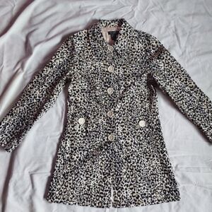 LARGE XCEPSION Leopard Animal print coat with pockets Button‎ Collar Lined - CES